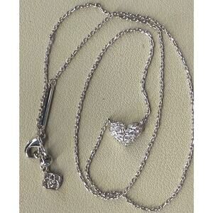 Kendra Scott Ari Silver Pave Crystal Heart Necklace in White CZ